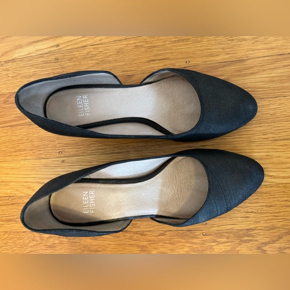 Eileen Fisher Black Leather Wedges size 6.5 - Picture 3 of 7